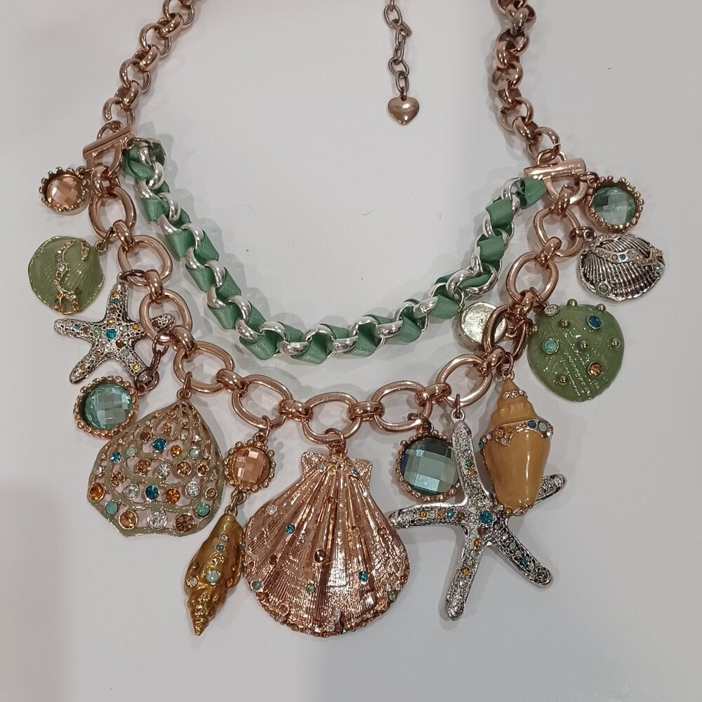 Mermaid Sea Shells Charm Necklace Rose Gold